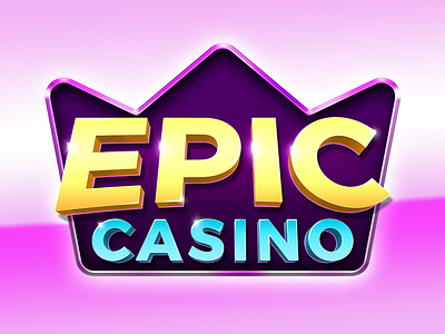 Epic Casino app branding casino crown epic game logo metallic shiny slots type typography