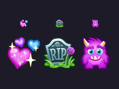 Twitch Subscriber Emotes allium cute emoji emote grave hearts illustration love rip sparkles vector