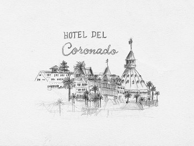 Some Like It Hot beach california coronado hotel illustration lettering letters sketch