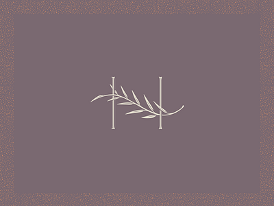 H art deco branch foliage h leaves lettering logomark monogram