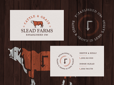 Slead Farms - Biz Cards brand business cards cattle collateral cow family farm farm grain heifer identity