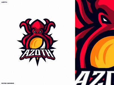 Azoth illustrator logo mascot logo octopus sun and moon