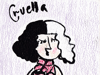 Cruella de vil 2021 art girl illustration kids illustration sketch woman