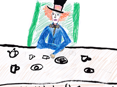 Mad hatter 2021 art boy hatter illustration kids illustration mad man sketch tea drinking