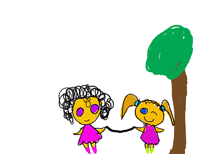 Girls under a tree cute girl illustration kids illustration