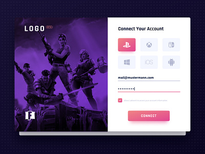 Gaming Platform - Account Connection app design desktop esports gaming login register ui ux web