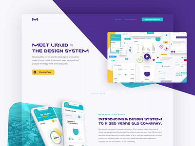 Liquid Design System Landing Page Relaunch animation atomic buttons copy dashboard design system elements health healthcare landing page links micro interaction mobile science text ui ux video web website