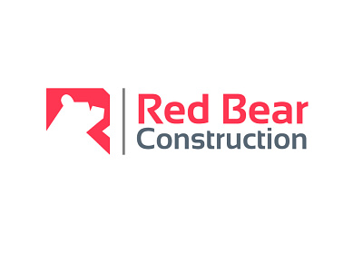 Red Bear Construction bear branding construction design graphic design initail logo negative space vector