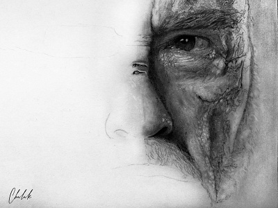 Old man's face- illustration