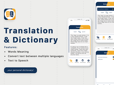 Dictionary And Translator App UI Design app design app designer design mockup ui ui design uiux