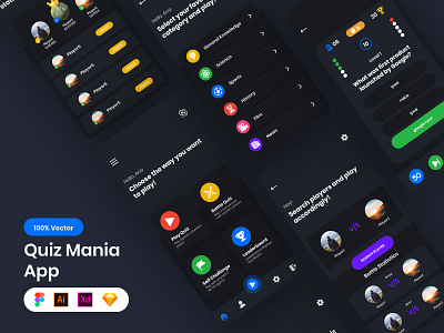 Quiz Mania App UI Design app app design app designer branding design graphic mockup ui ui design uiux