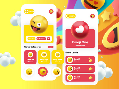 Emoji Game App UI Design app app design app designer design graphic illustration mockup ui ui design uiux ux