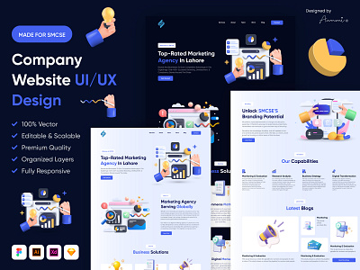 Company Landing Page UI/UX Design 🦄 app design app designer design illustration mockup ui ui design uiux