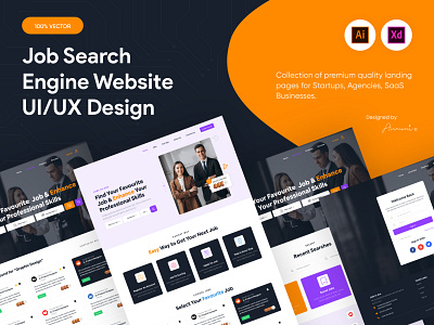Job Search Engine Website UI/UX Design 🦄 design landingpage landingpagedesign mockup ui ui design uiux webdesign website