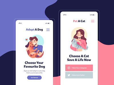 Pet Adoption App UI /UX 🦄 app design app designer design illustration mockup ui ui design uiux