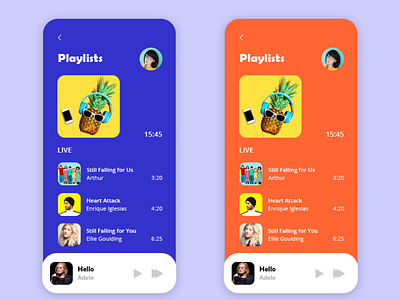 Music Player App UI Design app app design app designer design graphic mockup music music app music player playlist song ui ui design uiux vector