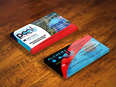 Swimming Pool Business Card clean corporate design ediable elegant illustration minimal new professional realistic