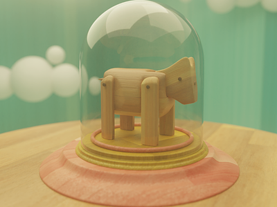 Saudade 3d blender clouds display donkey glass dome kid render saudade toy wood