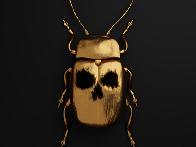 Fear 3d blender bug cycles fear gold lovecraft skull