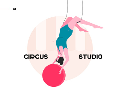 Circus Studio 02 art branding case character circus focus girl graphic graphic design gymnastics illustration illustrator interface portrait scene show studio ui vector woman