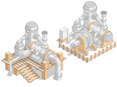 Industrial installation. apparatus device equipment exterior facilities factory industrial industry installation isometric machinery manufacturing mechanism pipe plant production scene technology trumpet tube