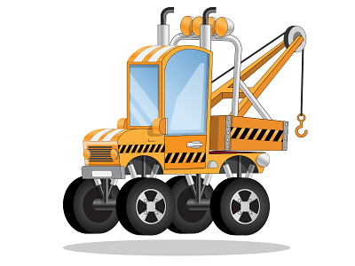 Funny tow truck. big car caricature cartoon crane equipment evaluator funny large lorry special truck van wrecker