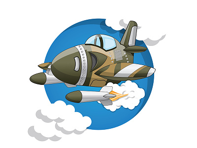 Military aircraft launches a rocket. air aircraft airplane army attack aviation battle bomb cabin camouflage fighter flight fly jet missile piloting plane rocket sky wings