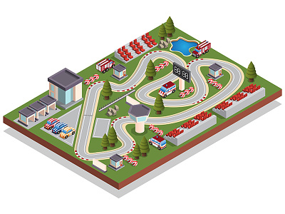 Race track. automobile barrier car competition fast infrastructure isometric lap map motion plan race ride route speed sport track transport vehicle way