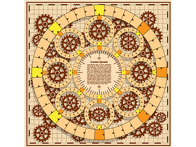 Board game with a background of gears. board cog competition crossroad direction game gear intersection itinerary machine machinery mechanical mechanism path project rivalry route scheme technology wheel