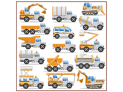 Construction machinery. automobile build building bulldozer car construction digger excavator heavy hopper industry kit lorry machinery scoop set side tipper tractor trucks