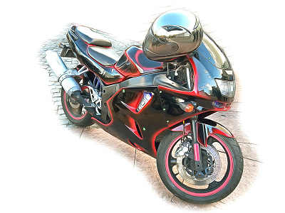 Motorcycle. art artwork bike cartoon drawing drive extreme isolated model moto motorbike motorcycle paint painting picture power racing sketch style vehicle