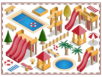 A set of elements for the water park.