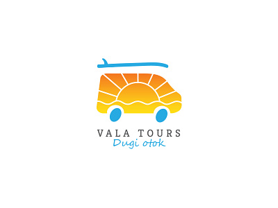 Logo Vala Tours blue logo logodesign orange summer sunset sunset logo travel typography yellow