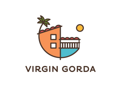 Villas Gorda logo ocean palm porch roof simple sun tile tree water