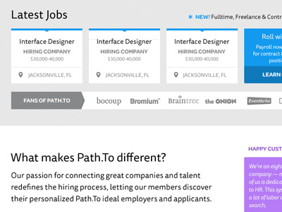 Pathto2 hire home page interface job board jobs location ui ux
