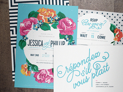 Wedding Invitation Package color flowers invites lettering love patterns print rsvp typography wedding