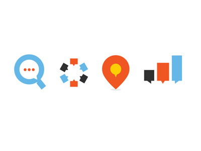 MSH Icons blue business communication icons location orange