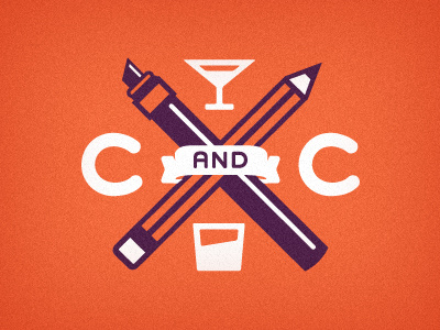Cocktails and Creatives aiga jacksonville cocktails creatives illustration logo mark marker martini orange pencil purple ribbon white