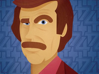 Ron Burgundy anchorman blue eyebrows face four illustration mustache pink ron burgundy shadow texture will ferrell
