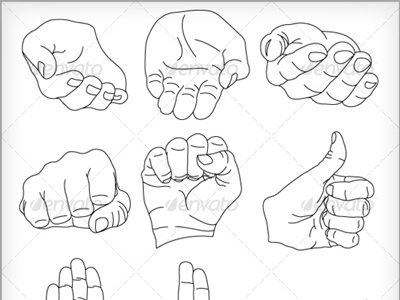 9 Vector Hands Illustrations hand drawn hands vector