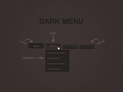 Dark Menu: Free PSD + CSS3 Tutorial css css3 dropdown free html menu psd tutorial