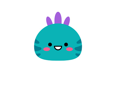 Green cute kawaii monster or alien with purple horns. cartoon children design dragon illustration logo mascot monster ui