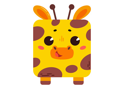 A cartoon cute giraffe with a square shape