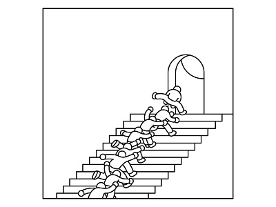 Stairway to ... 2d art character characters drawing editorial editorial art flat flat illustration illustration line line art line artwork minimal minimalist design minimalistic simple stairs stairway vector