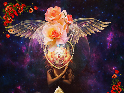 Collage heart love flower photomanipulacion photoshop