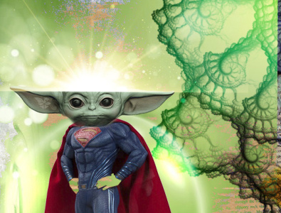 superman ioda bebe verde digital photomanipulacion photoshop