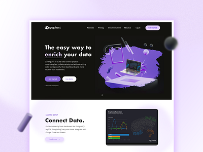 Analytics Website Design analytics data graph landing page machine learning modern purple ui design web design