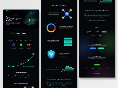 Token Lifecycle Crypto Service crypto dark theme design idea neon token ui ux website