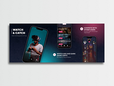 Watch & Catch Mobile App Store`s Banner app application banner catch design graphic design large mobile post smartphone socials store watch