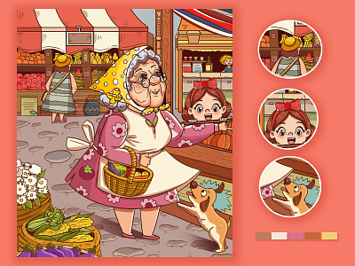 A lovely grandmother illustration